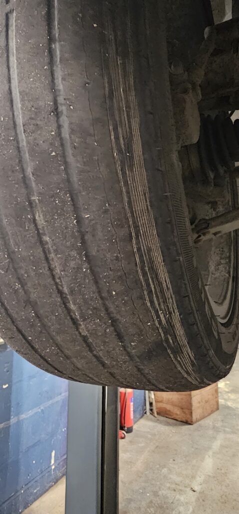 Tyre showing cords illegal